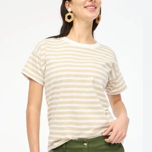 NWOT JCREW WOMENS STRIPED CREWNECK RELAXED FIT TEE SHIRT SHORT SLEEVE SZ LARGE